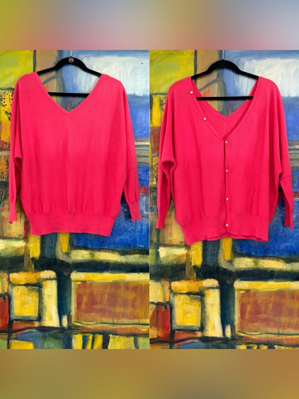 BA&SH Elsy V-neck Button-Back Sweater - Pink women’s size small